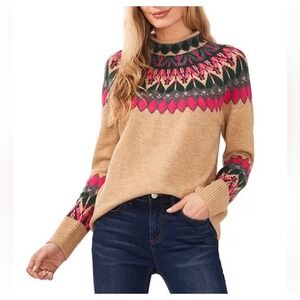 CeCe
Women's Long Sleeve Mock Neck Fairisle Sweater SZ M
